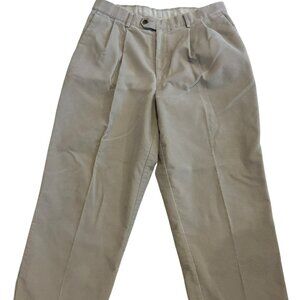 Dockers Mens Beige Corduroy Pleated Pants Size 36 Cuff Center Seam